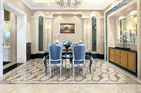 银河集团9873cm全抛釉瓷砖：：格兰石KYP8067餐厅效果图