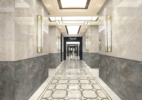 银河集团9873cm全抛釉瓷砖：：格兰石KYP8067过道效果图