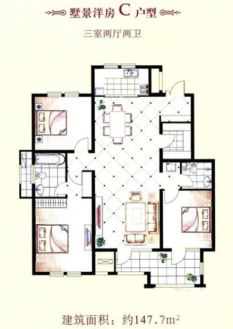 银河集团9873cm家装：：：天津廊坊塞纳荣府148㎡简欧气概装修鉴赏